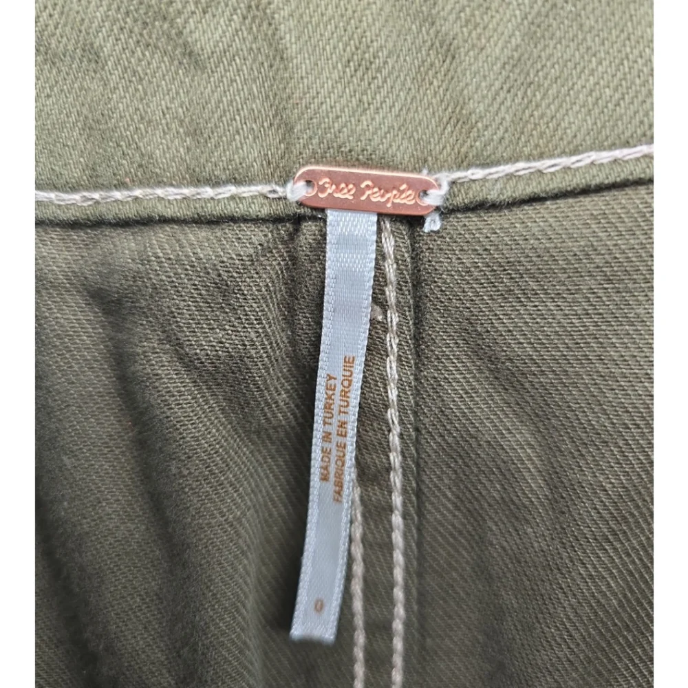 Free People Olive Green Splendor In The Grass Paper Bag Waist Denim Skirt Size 0